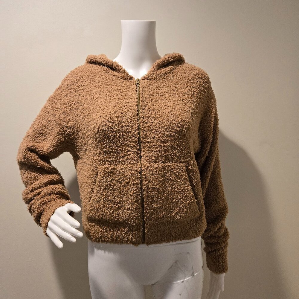 Skims Teddy Hooded Full Zip Jacket Tan S/M